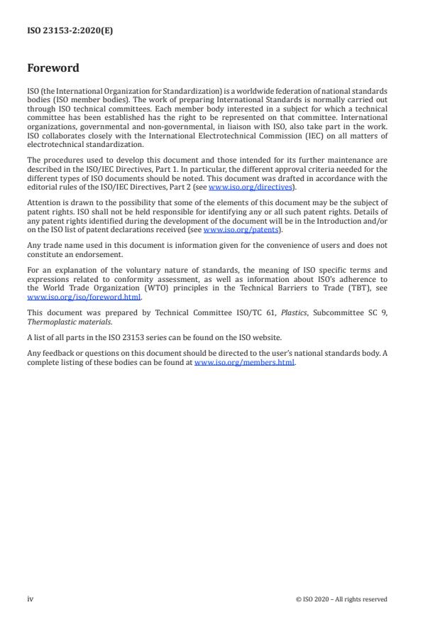 ISO 23153-2:2020 ISO 23153-2:2020 - Plastics -- Polyetheretherketone (PEEK) moulding and extrusion materials - Page 4 preview