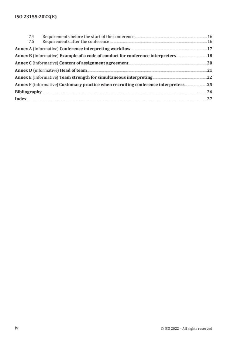 SIST ISO 23155:2023 ISO 23155:2022 - Interpreting services — Conference interpreting — Requirements and recommendations
Released:1/3/2022 - Page 4 preview