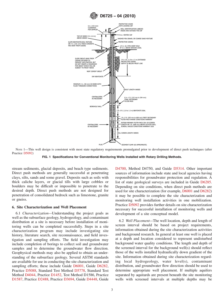 ASTM D6725-04(2010) - Standard Practice for Direct Push Installation of Prepacked Screen Monitoring Wells in Unconsolidated Aquifers