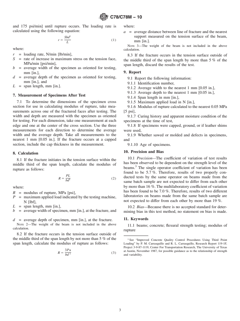 ASTM C78/C78M-10 - Standard Test Method for Flexural Strength of Concrete (Using Simple Beam with Third-Point Loading)