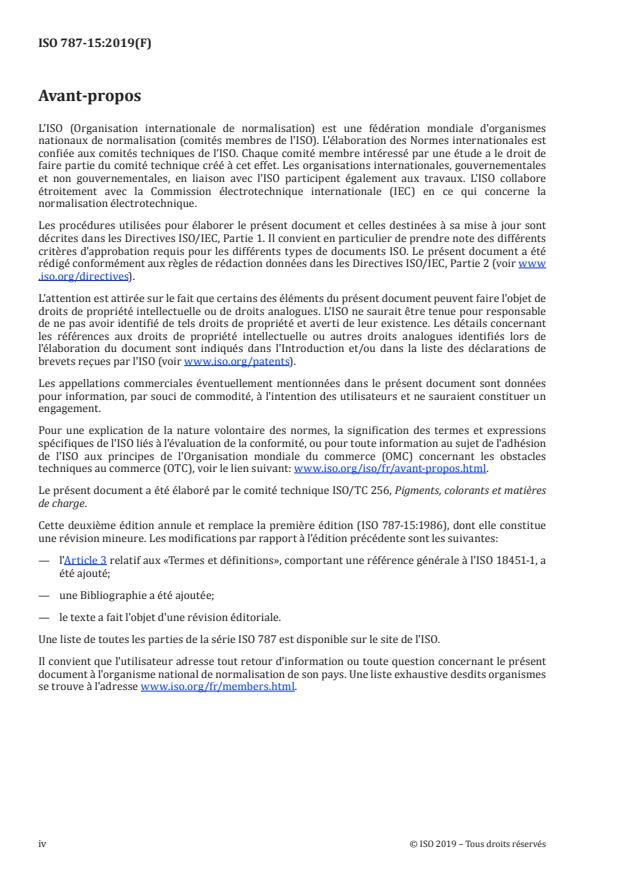 ISO 787-15:2019 ISO 787-15:2019 - Méthodes générales d'essai des pigments et matieres de charge - Page 4 preview