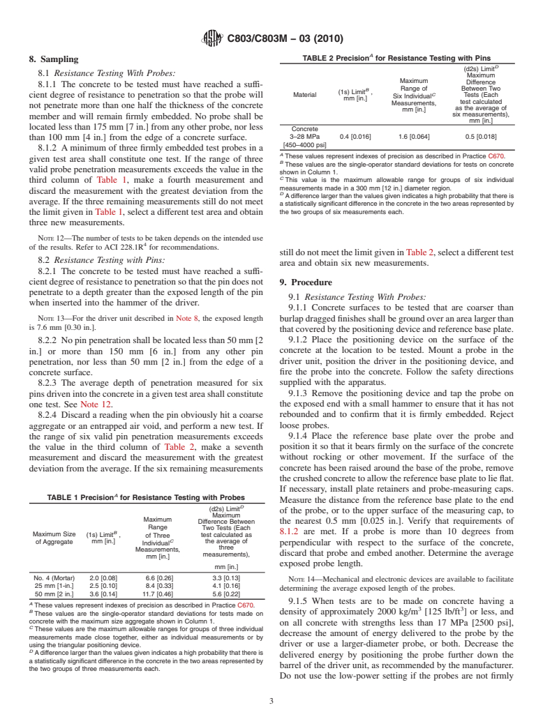 ASTM C803/C803M-03(2010) - Standard Test Method for Penetration Resistance of Hardened Concrete