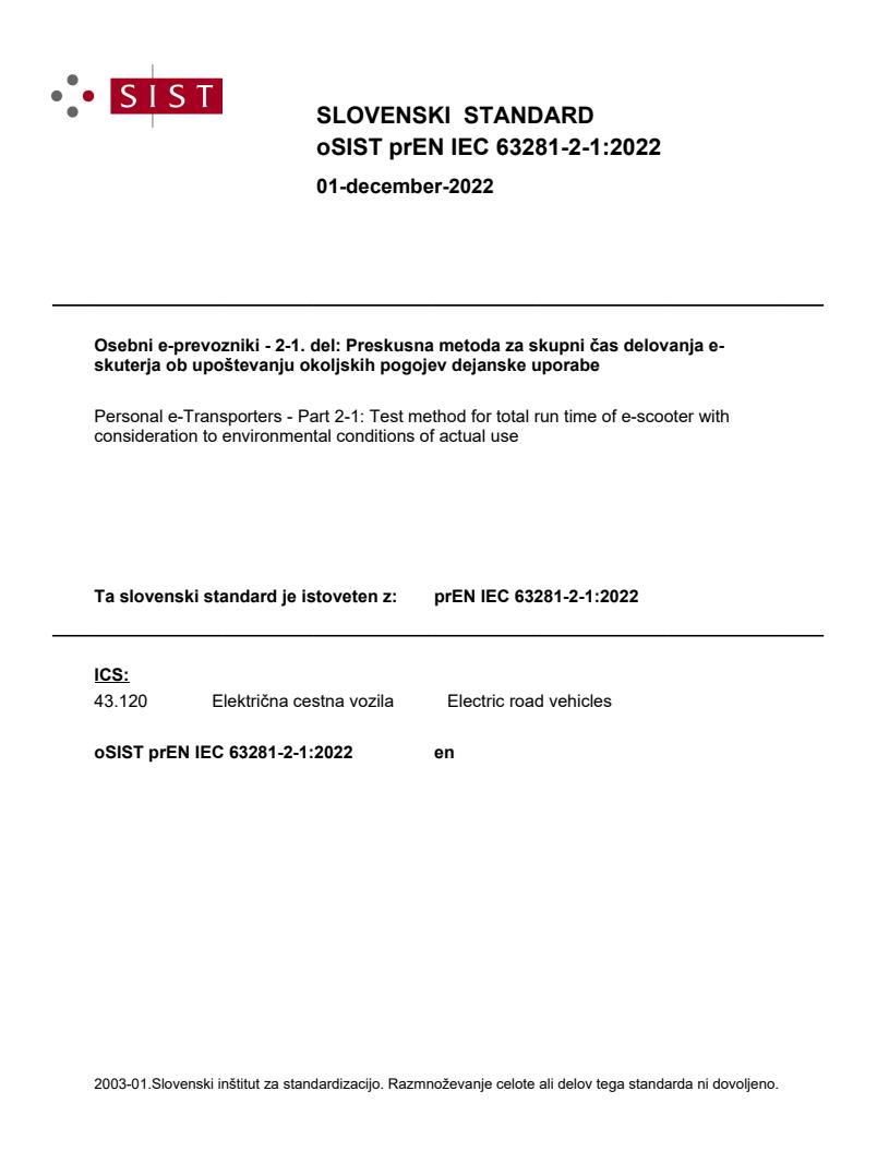 prEN IEC 63281-2-1:2022 - BARVE