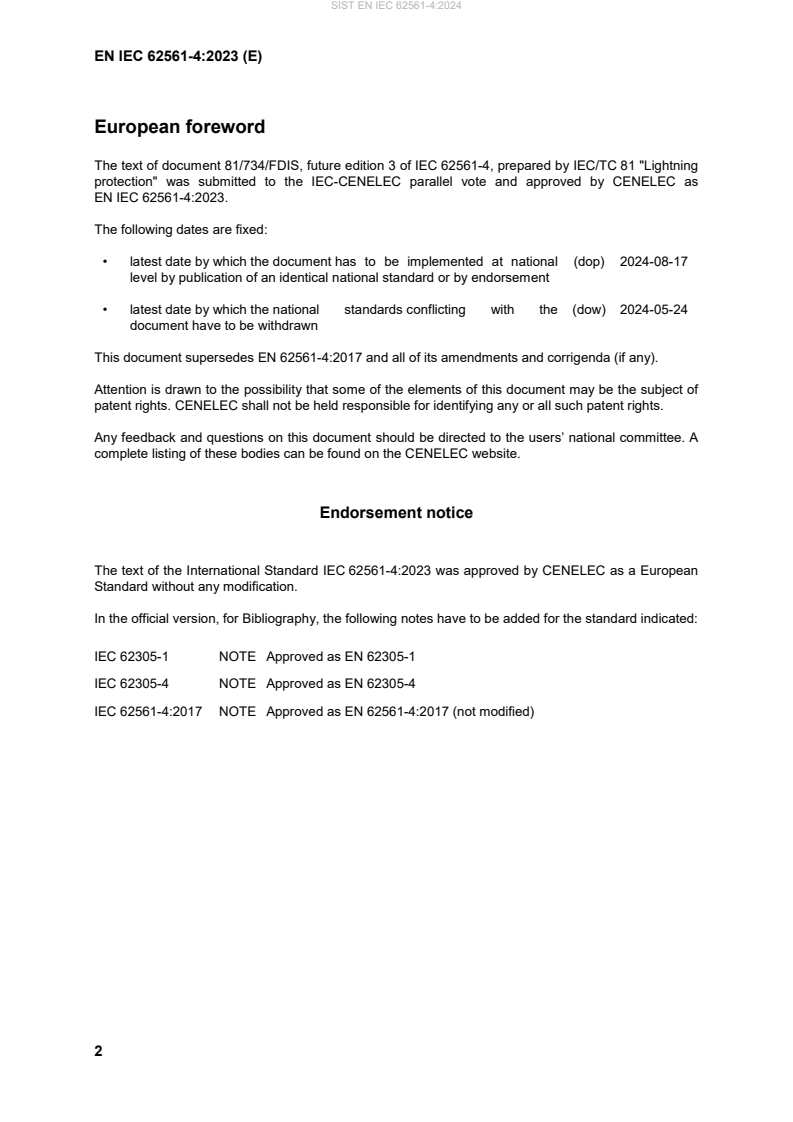 SIST EN IEC 62561-4:2024 SIST EN IEC 62561-4:2024 - Page 4 preview
