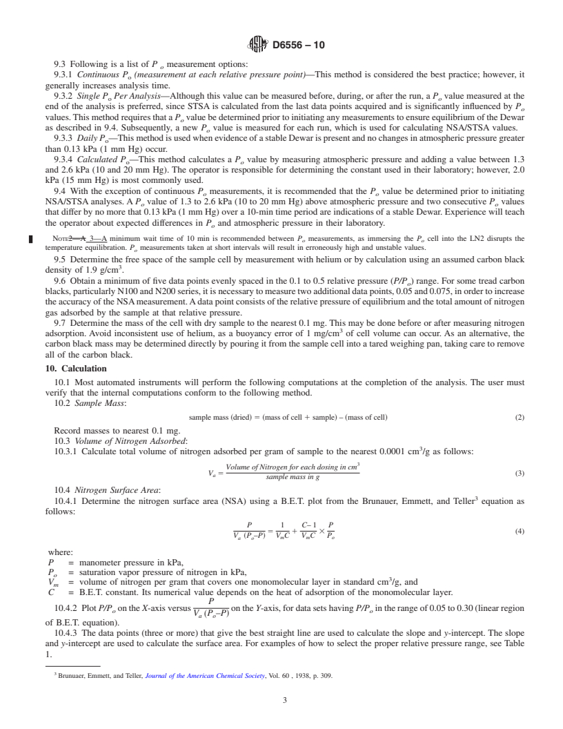 REDLINE ASTM D6556-10 - Standard Test Method for Carbon Black-Total and External Surface Area by Nitrogen Adsorption