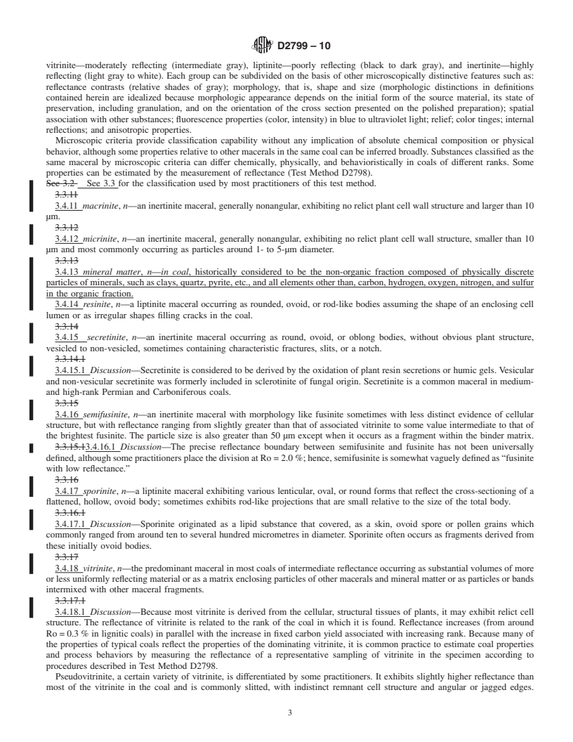 REDLINE ASTM D2799-10 - Standard Test Method for Microscopical Determination of the Maceral Composition of Coal