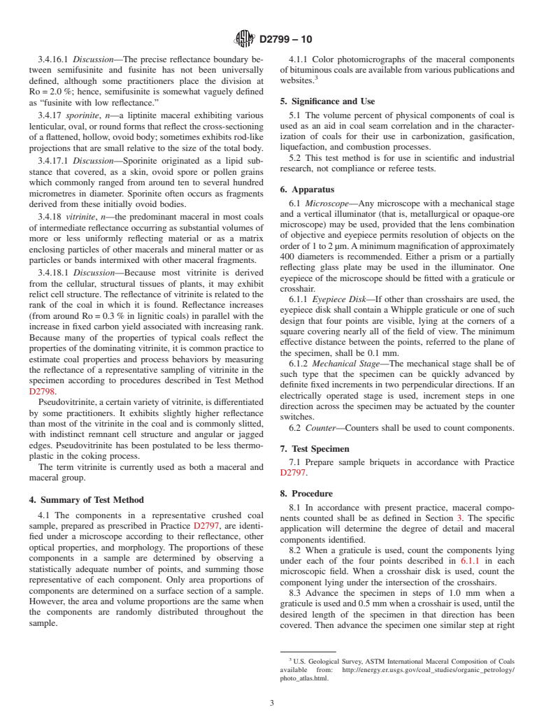 ASTM D2799-10 - Standard Test Method for Microscopical Determination of the Maceral Composition of Coal