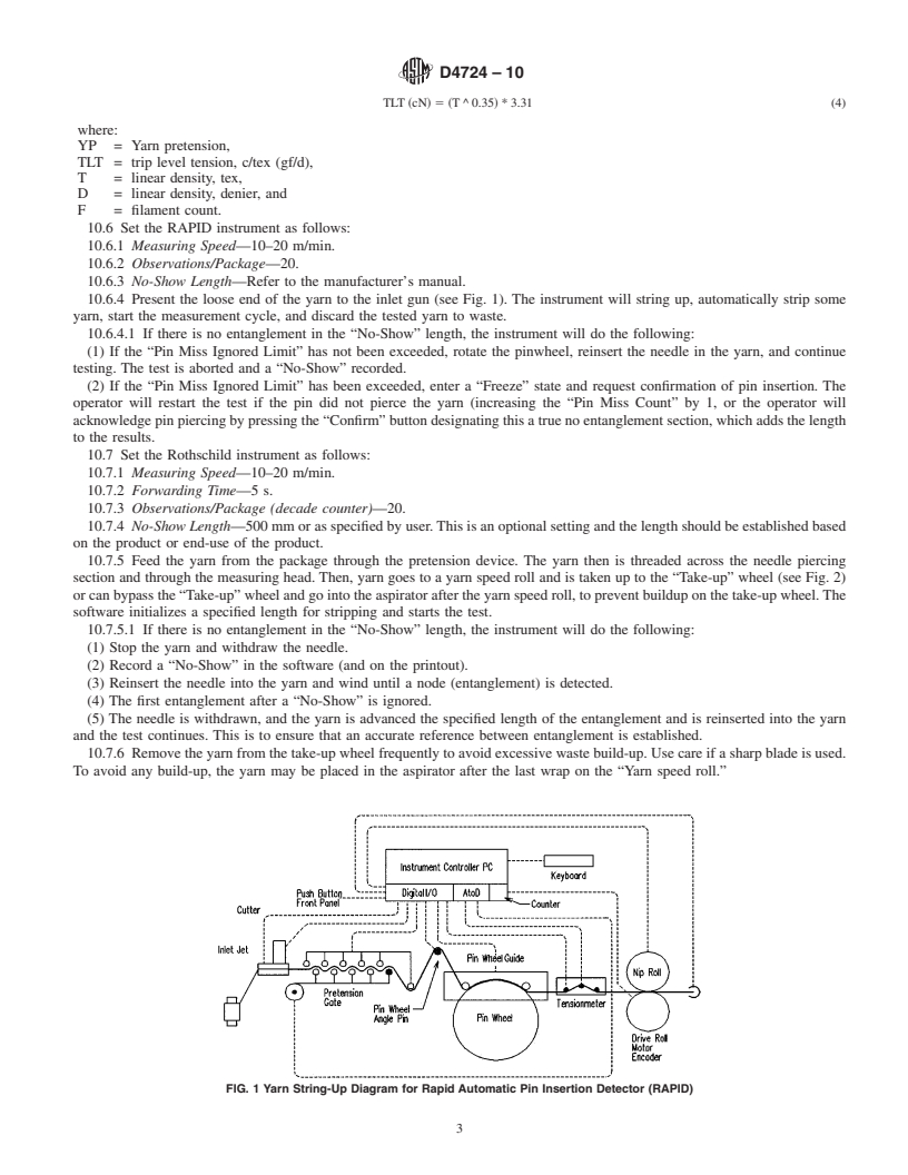 REDLINE ASTM D4724-10 - Standard Test Method for Entanglements in Untwisted Filament Yarns by Needle Insertion