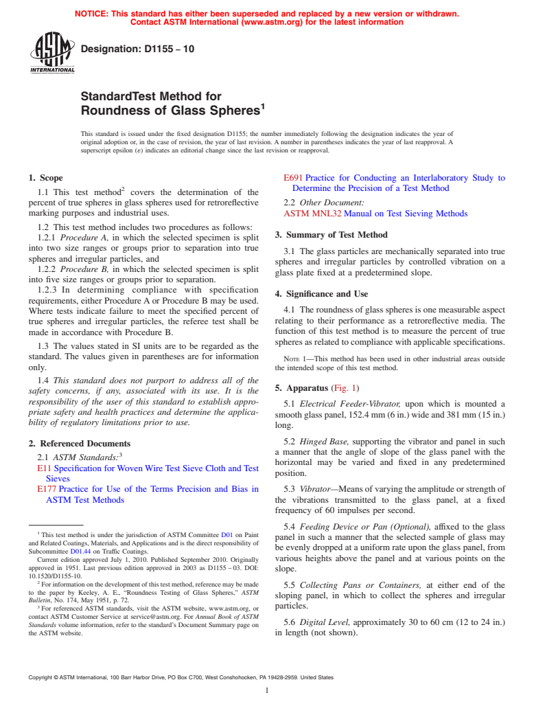 ASTM D1155-10 - Standard Test Method for Roundness of Glass Spheres