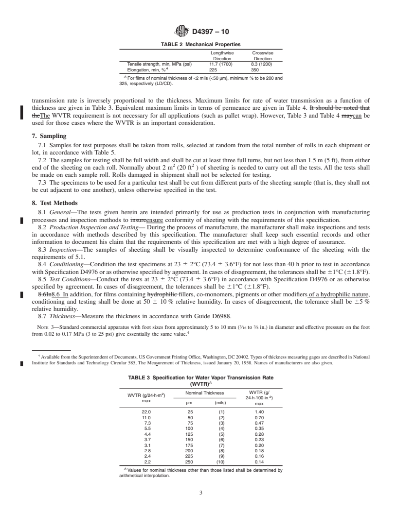 REDLINE ASTM D4397-10 - Standard Specification for Polyethylene Sheeting for Construction, Industrial, and Agricultural Applications