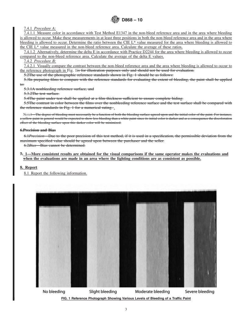 REDLINE ASTM D868-10 - Standard Practice for Determination of Degree of Bleeding of Traffic Paint