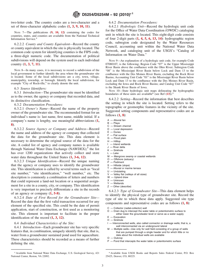 ASTM D5254/D5254M-92(2010)e1 - Standard Practice for Minimum Set of Data Elements to Identify a Groundwater Site (Withdrawn 2019)