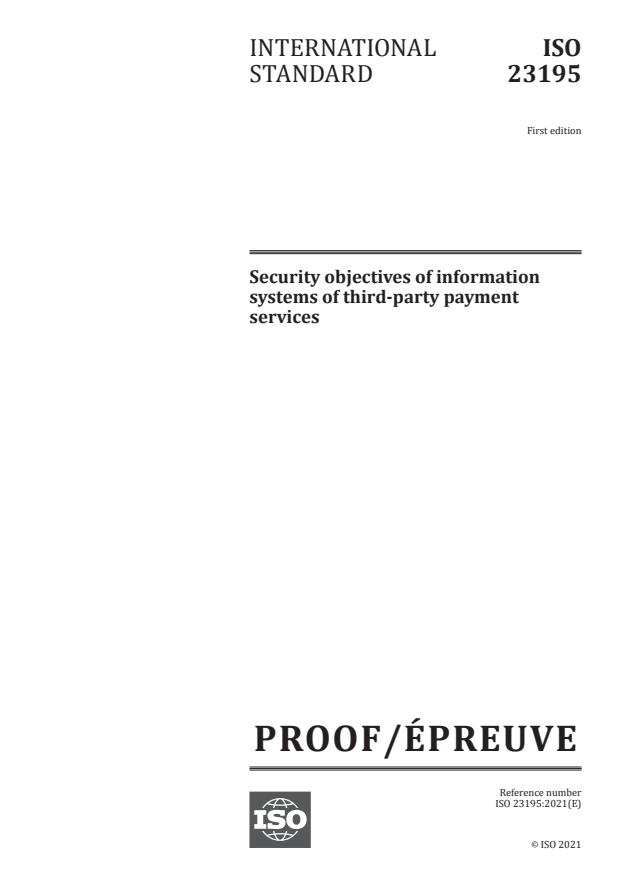 ISO/PRF 23195:Version 18-apr-2021 - Security objectives of information systems of third-party payment services