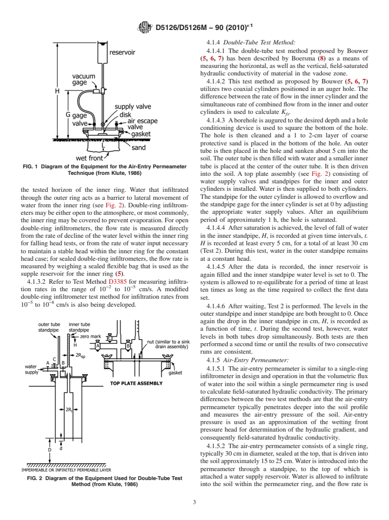 ASTM D5126/D5126M-90(2010)e1 - Standard Guide for Comparison of Field Methods for Determining Hydraulic Conductivity in Vadose Zone