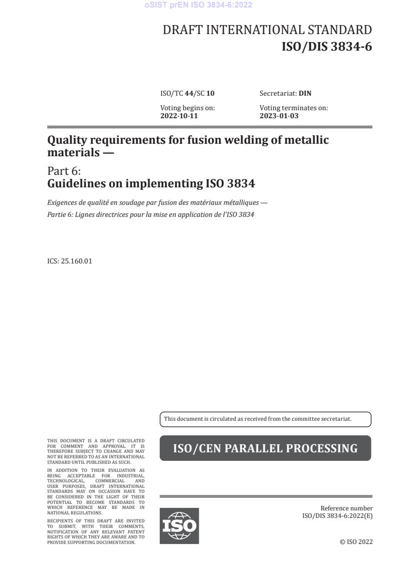 prEN ISO 3834-6:2022