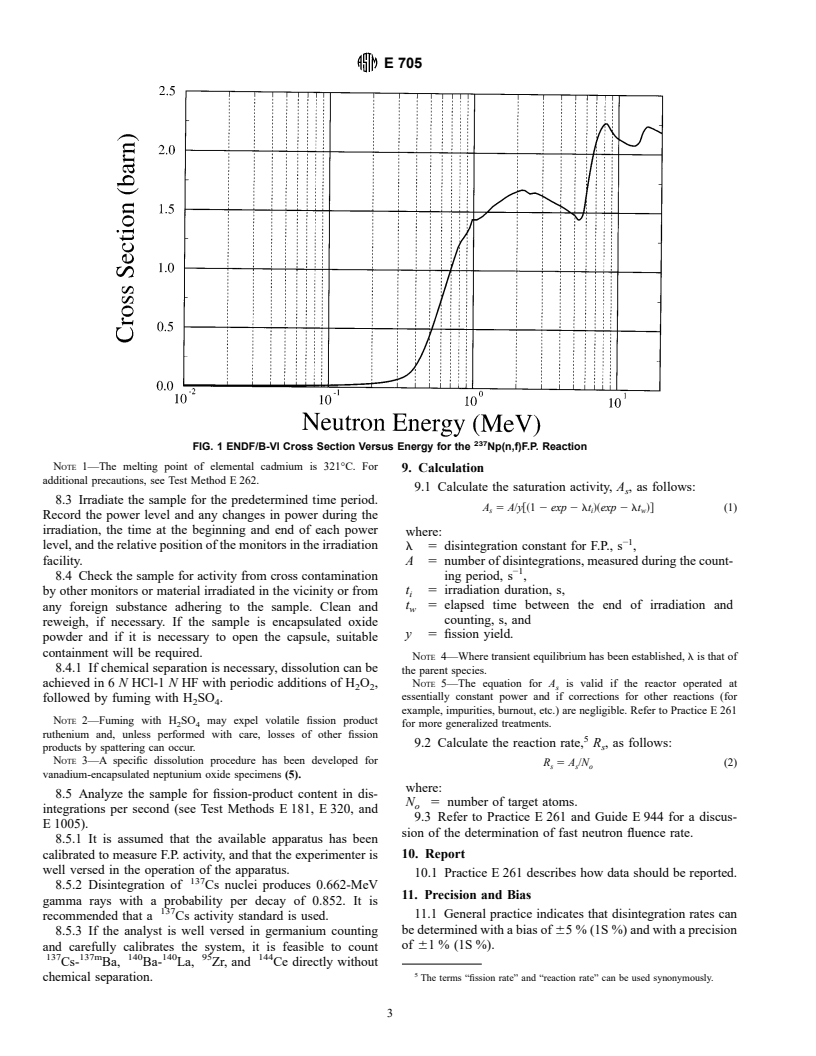 ASTM E705-96 - Standard Test Method for Measuring Reaction Rates by Radioactivation of Neptunium-237