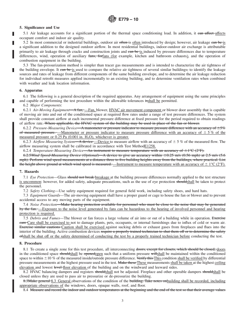 REDLINE ASTM E779-10 - Standard Test Method for Determining Air Leakage Rate by Fan Pressurization