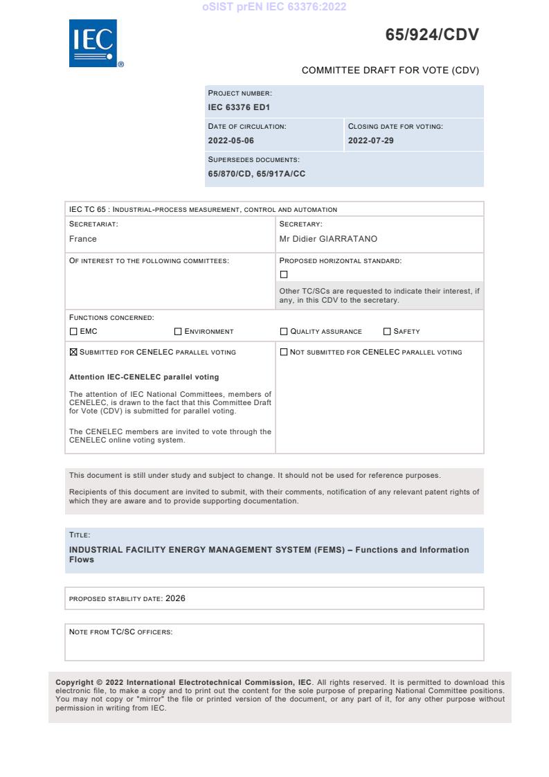 prEN IEC 63376:2022 - BARVE