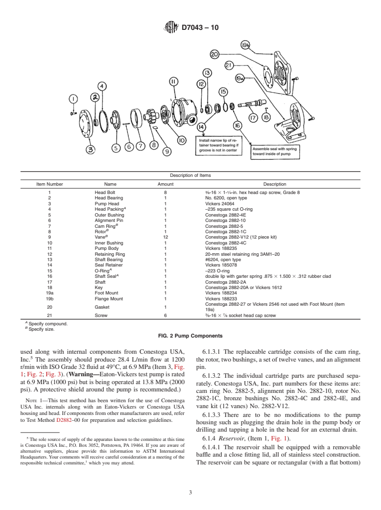 ASTM D7043-10 - Standard Test Method for Indicating Wear Characteristics of Petroleum and Non-Petroleum Hydraulic Fluids in a Constant Volume Vane Pump