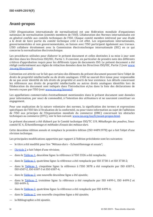 ISO 4489:2019 ISO 4489:2019 - Métaux-durs -- Échantillonnage et essais - Page 4 preview