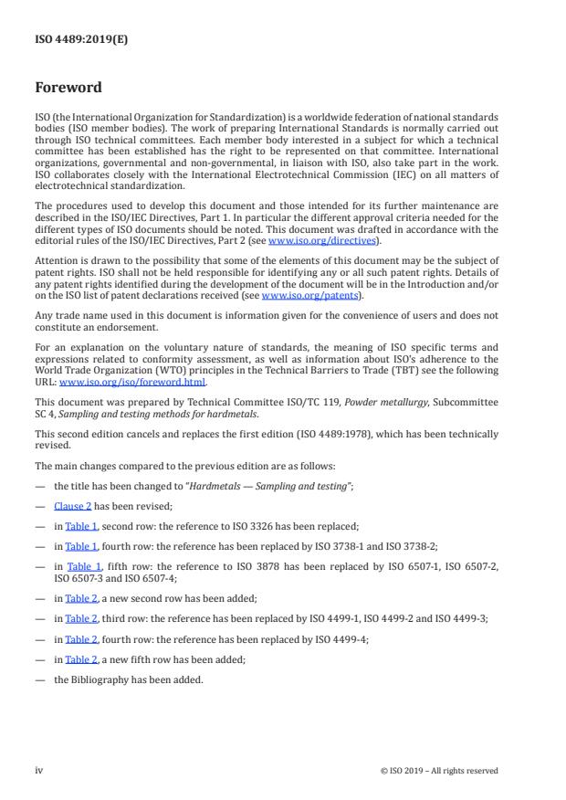 ISO 4489:2019 ISO 4489:2019 - Hardmetals -- Sampling and testing - Page 4 preview