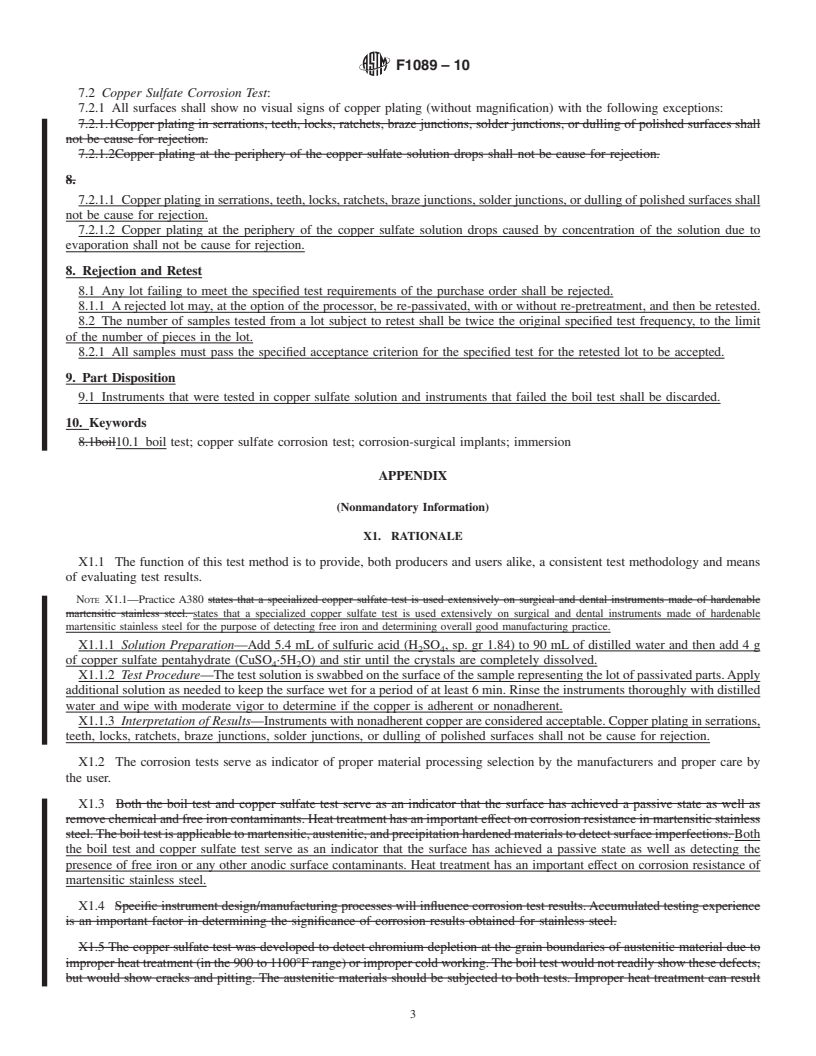 REDLINE ASTM F1089-10 - Standard Test Method for Corrosion of Surgical Instruments