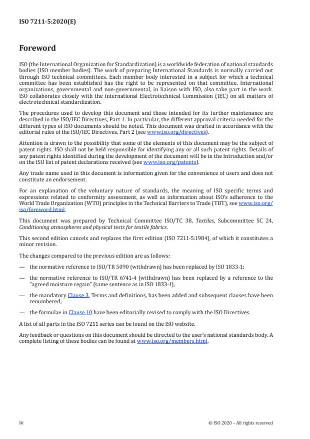 ISO 7211-5:2020 ISO 7211-5:2020 - Textiles -- Methods for analysis of woven fabrics construction - Page 4 preview