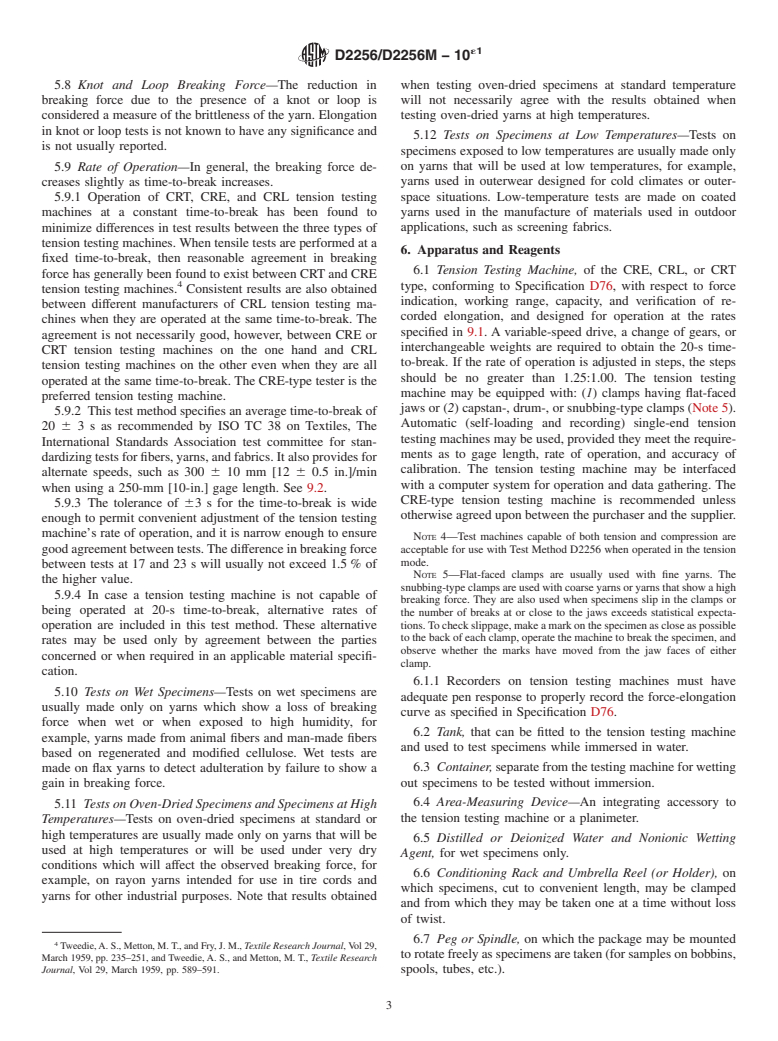 ASTM D2256/D2256M-10e1 - Standard Test Method for Tensile Properties of Yarns by the Single-Strand Method