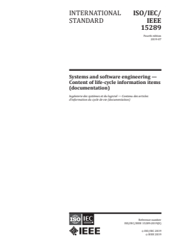 ISO/IEC/IEEE 15289:2019 - Systems and software engineering — Content of life-cycle information items (documentation)
Released:7/23/2019 - Page 1 preview