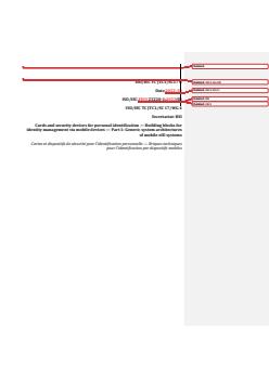 ISO/IEC 23220-1:2023 REDLINE ISO/IEC 23220-1:2023 - Cards and security devices for personal identification — Building blocks for identity management via mobile devices — Part 1: Generic system architectures of mobile eID systems
Released:10/19/2022 - Page 1 preview