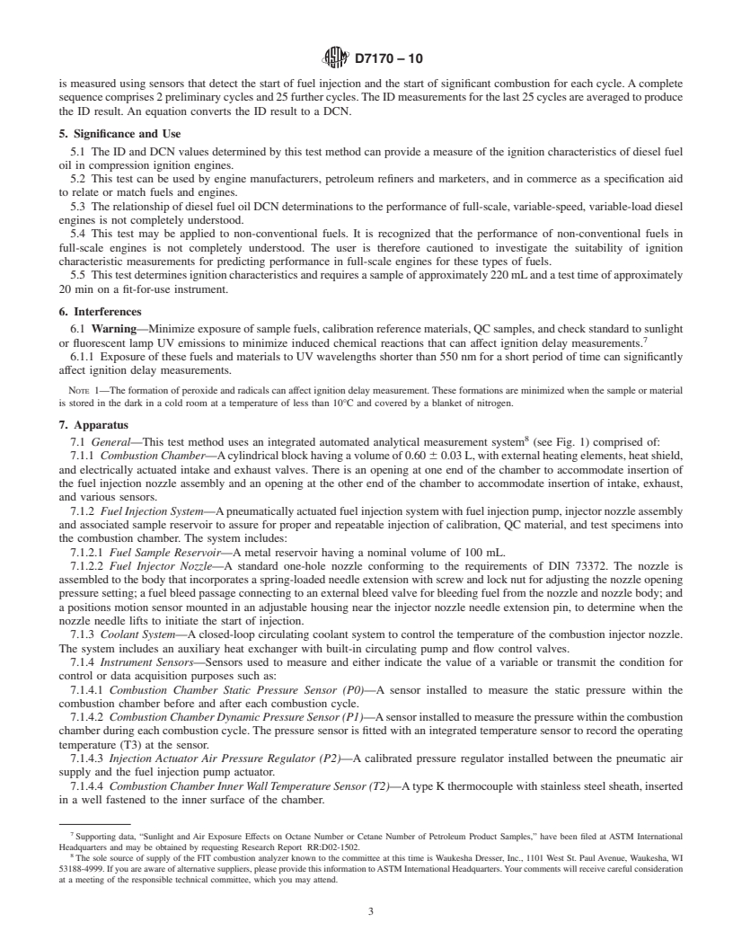 REDLINE ASTM D7170-10 - Standard Test Method for Determination of Derived Cetane Number (DCN) of Diesel Fuel Oils<span class='unicode'>&#x2014;</span>Fixed Range Injection Period, Constant Volume Combustion Chamber Method