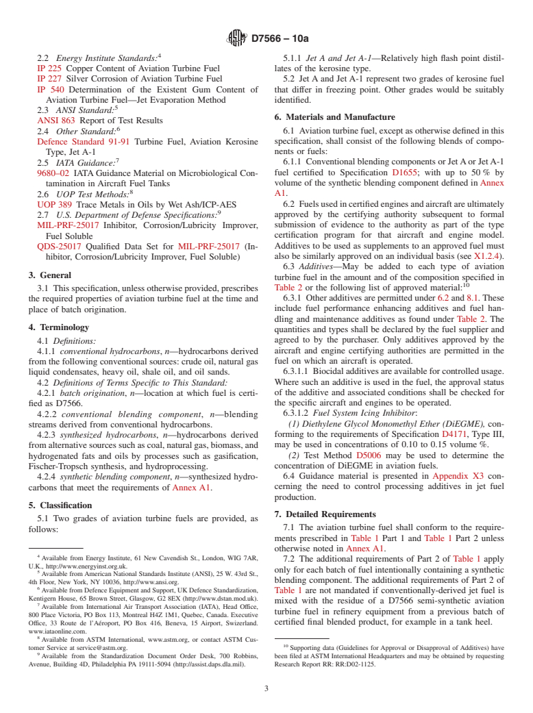 ASTM D7566-10a - Standard Specification for Aviation Turbine Fuel Containing Synthesized Hydrocarbons