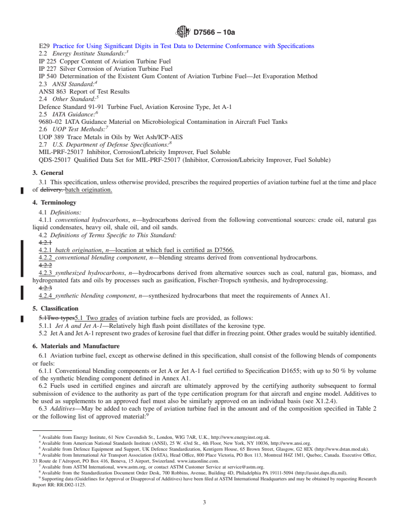 REDLINE ASTM D7566-10a - Standard Specification for Aviation Turbine Fuel Containing Synthesized Hydrocarbons