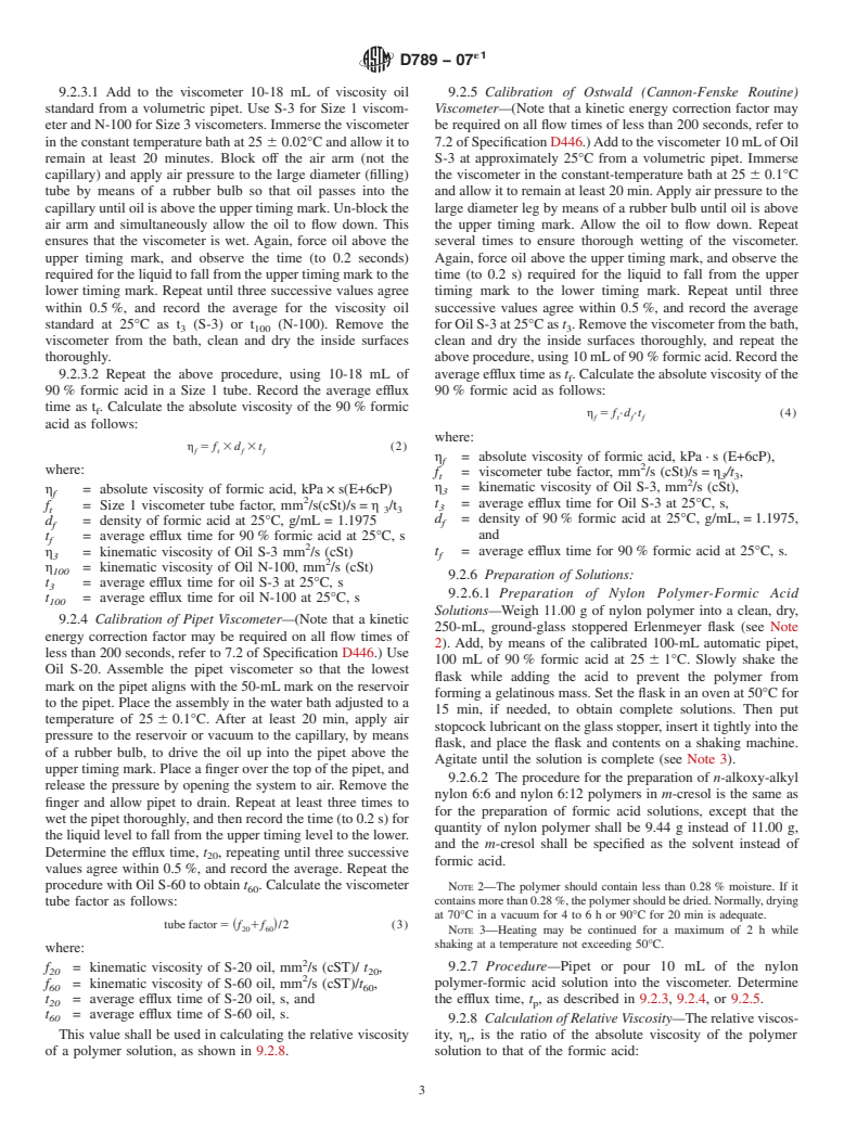 ASTM D789-07e1 - Standard Test Methods for Determination of Solution Viscosities of Polyamide (PA)