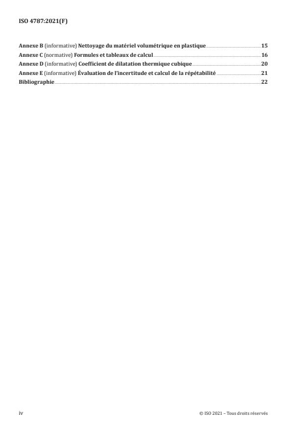 ISO 4787:2021 ISO 4787:2021 - Verrerie et matériel en plastique de laboratoire -- Instruments volumétriques -- Méthodes d'essai de la capacité et d'utilisation - Page 4 preview