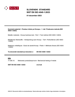 SIST EN ISO 4545-1:2023 SIST EN ISO 4545-1:2023 - Page 1 preview