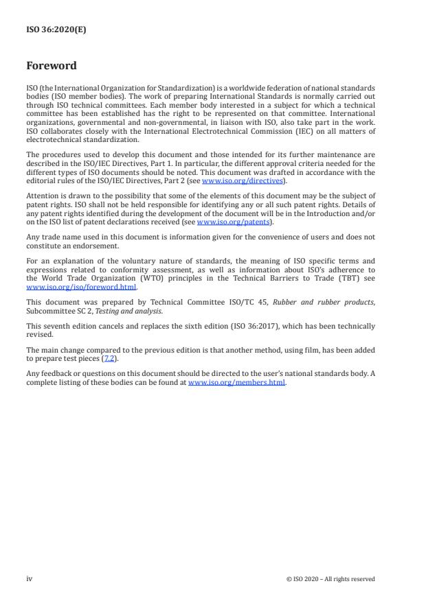 ISO 36:2020 ISO 36:2020 - Rubber, vulcanized or thermoplastic -- Determination of adhesion to textile fabrics - Page 4 preview