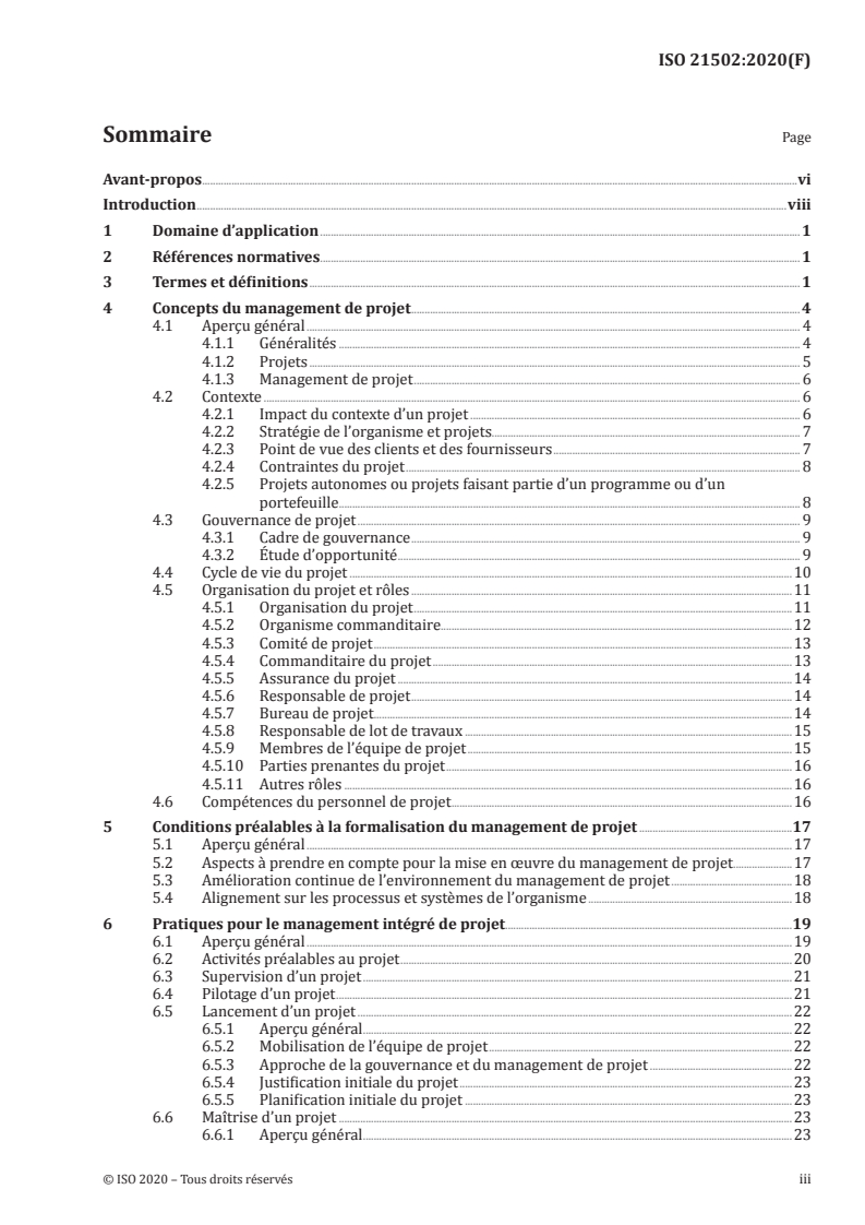 ISO 21502:2020 ISO 21502:2020 - Management de projets, programmes et portefeuilles — Recommandations sur le management de projets
Released:1/25/2021