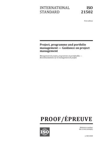 ISO/PRF 21502:Version 05-dec-2020 - Project, programme and portfolio management -- Guidance on project management