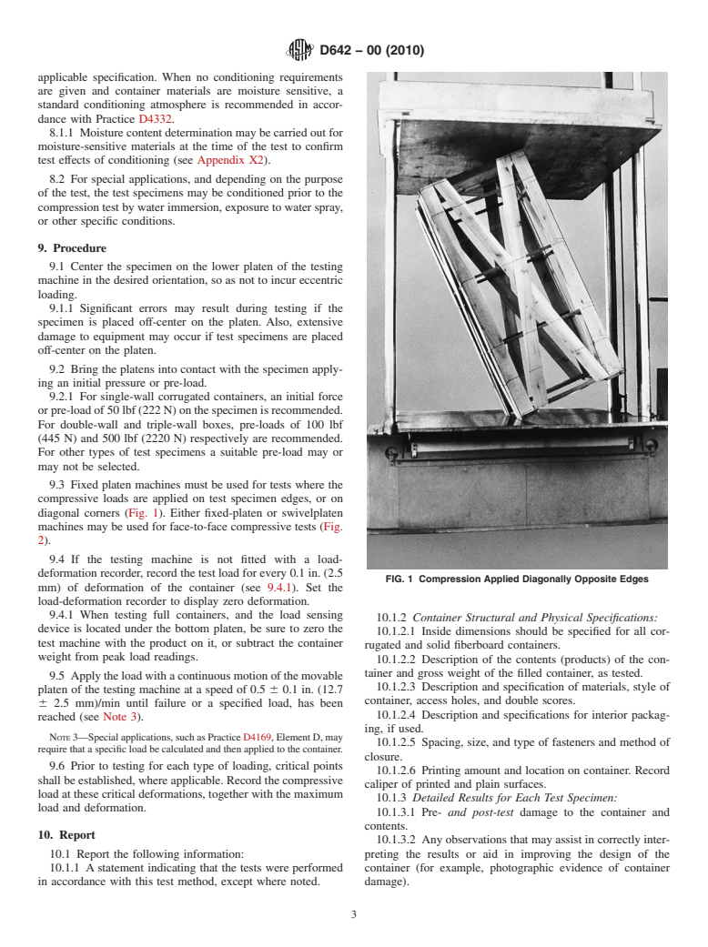 ASTM D642-00(2010) - Standard Test Method for Determining Compressive Resistance of Shipping Containers, Components, and Unit Loads