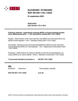 EN ISO 1133-1:2022 - Page 1 preview