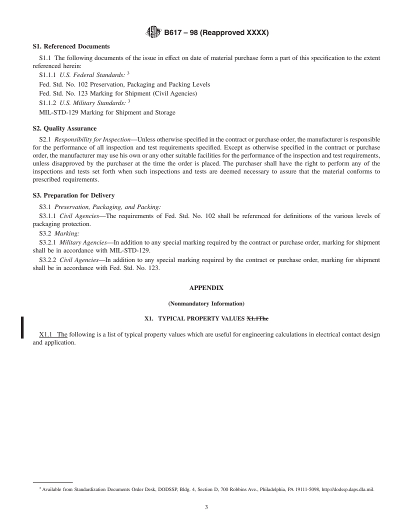 REDLINE ASTM B617-98(2010) - Standard Specification for Coin Silver Electrical Contact Alloy