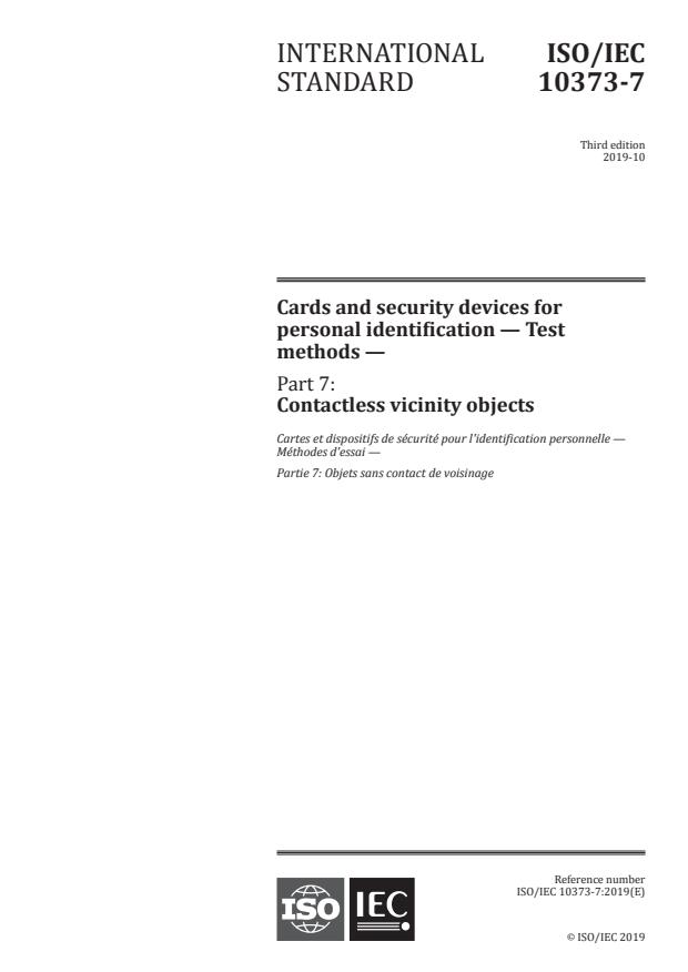 ISO/IEC 10373-7:2019 - Cards and security devices for personal identification -- Test methods