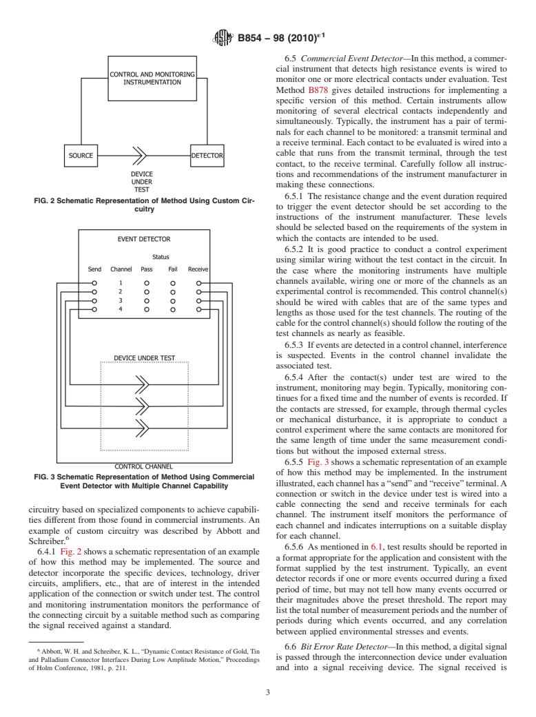 ASTM B854-98(2010)e1 - Standard Guide for Measuring Electrical Contact Intermittences