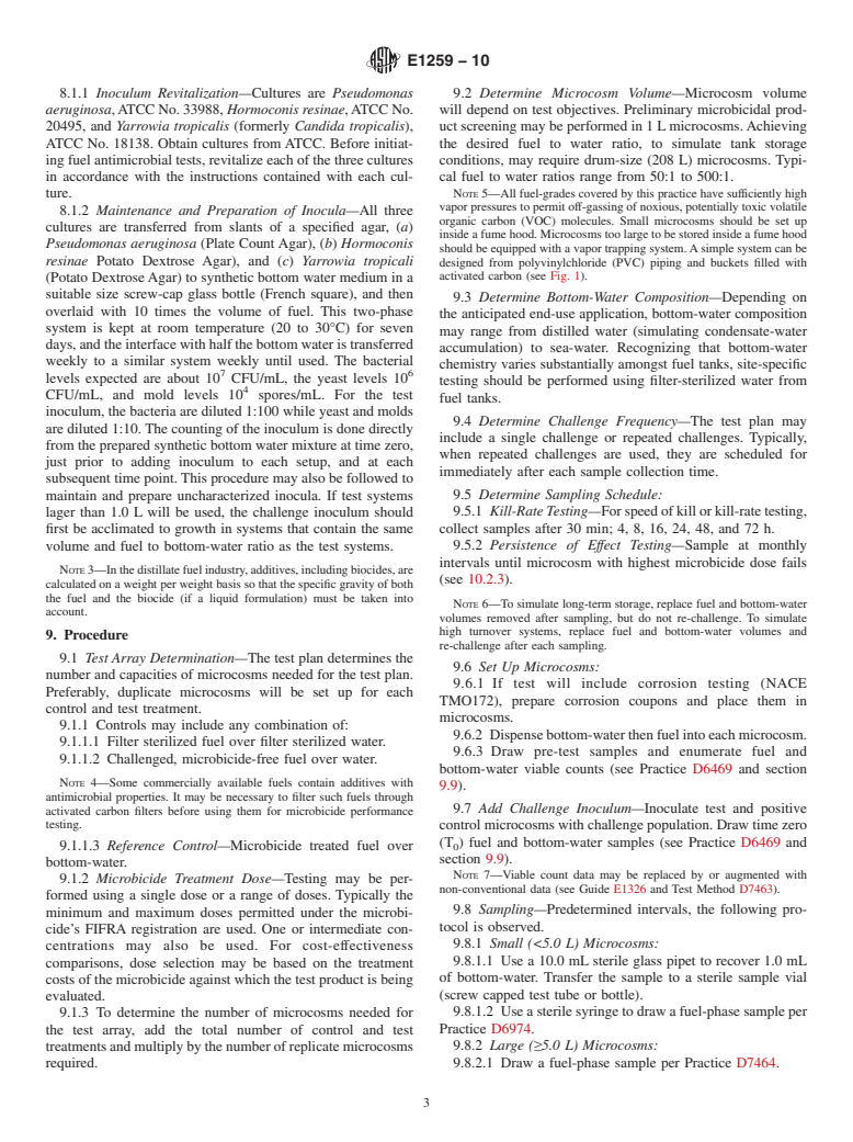 ASTM E1259-10 - Standard Practice for Evaluation of Antimicrobials in Liquid Fuels Boiling Below 390&#176;C