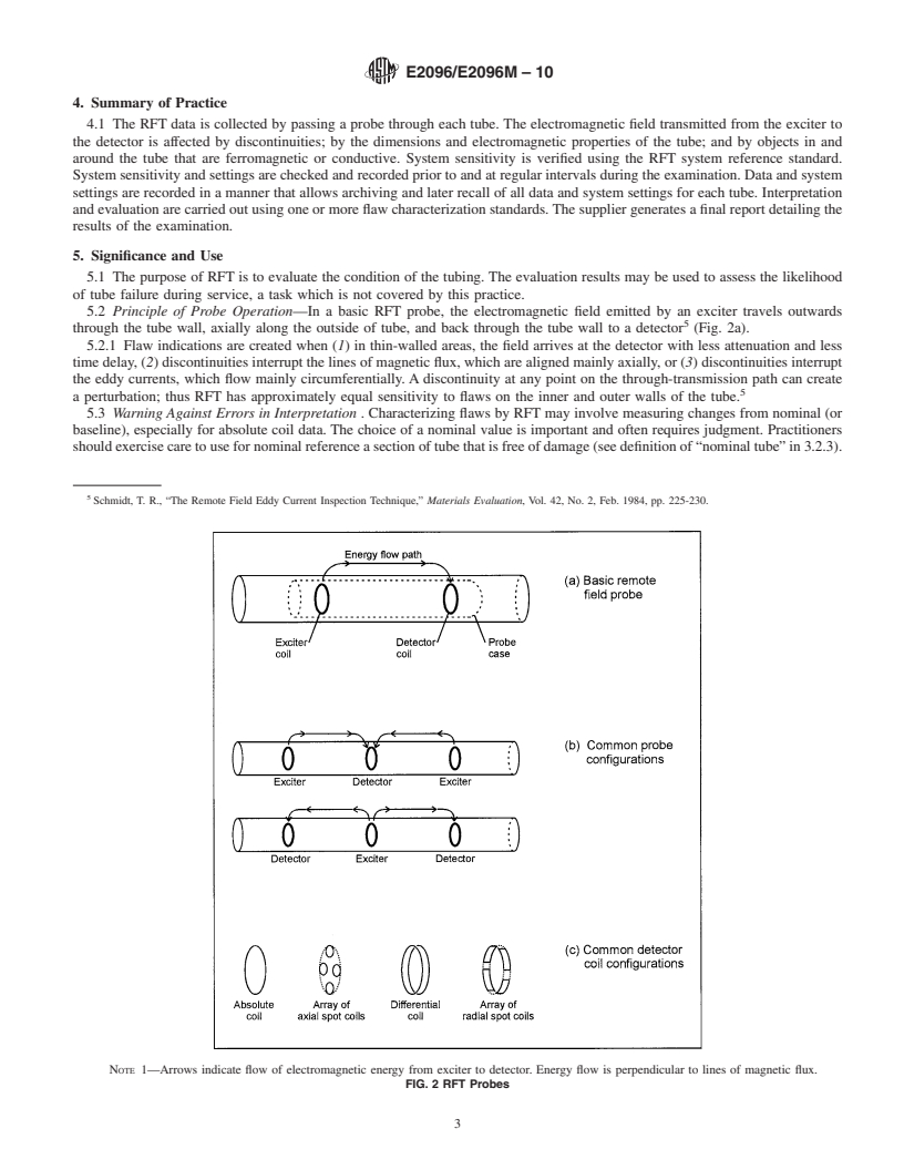 REDLINE ASTM E2096/E2096M-10 - Standard Practice for In Situ Examination of Ferromagnetic Heat-Exchanger Tubes Using Remote Field Testing