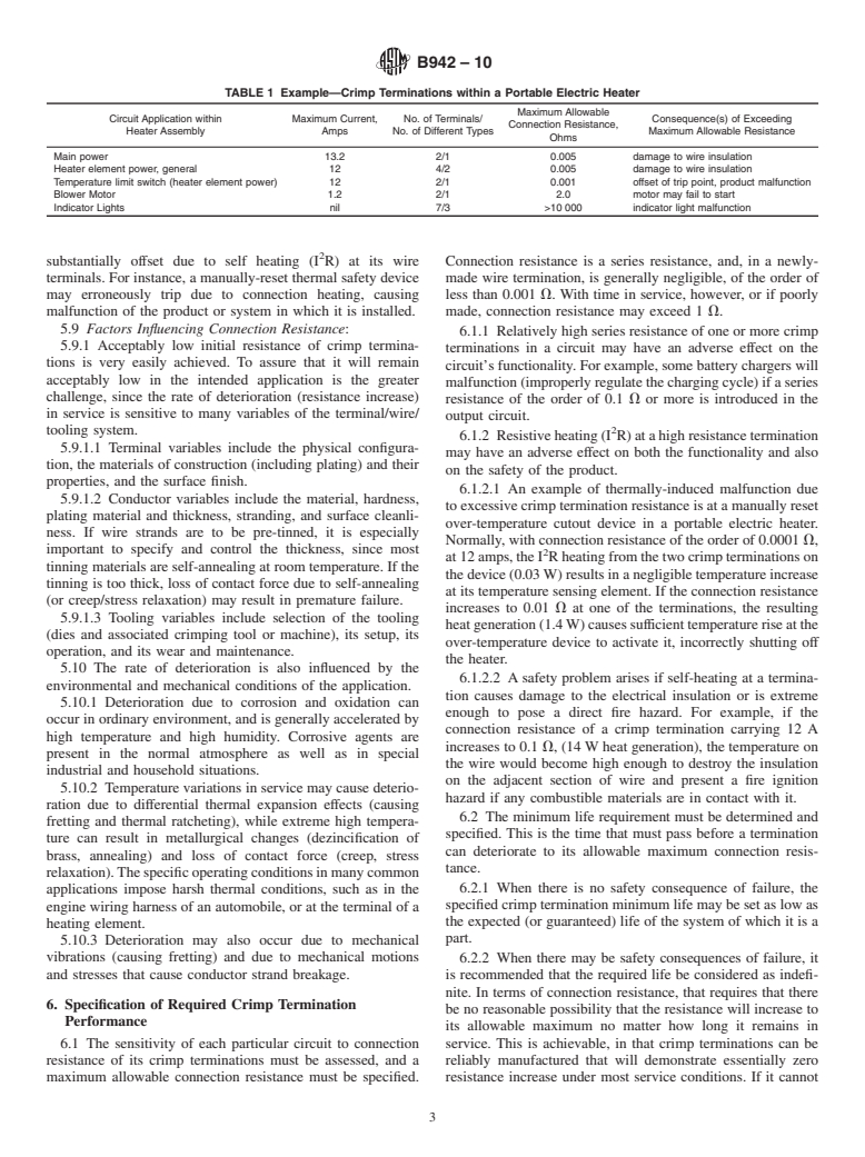 ASTM B942-10 - Standard Guide for Specification and Quality Assurance for the Electrical Contact Performance of Crimped Wire Terminations