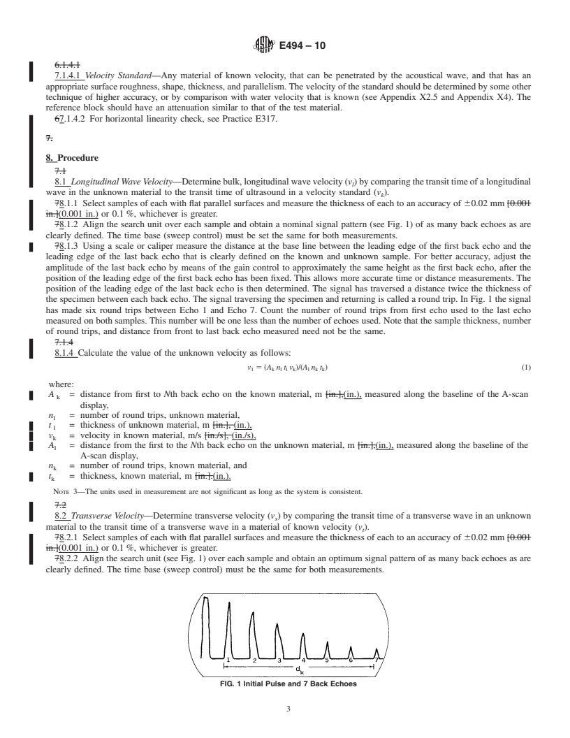 REDLINE ASTM E494-10 - Standard Practice for Measuring Ultrasonic Velocity in Materials