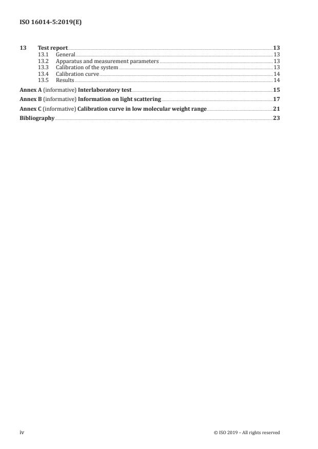 ISO 16014-5:2019 ISO 16014-5:2019 - Plastics -- Determination of average molecular weight and molecular weight distribution of polymers using size-exclusion chromatography - Page 4 preview