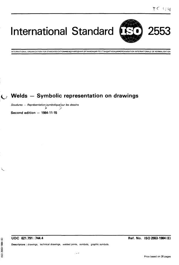 ISO 2553:1984 - Welds -- Symbolic representation on drawings